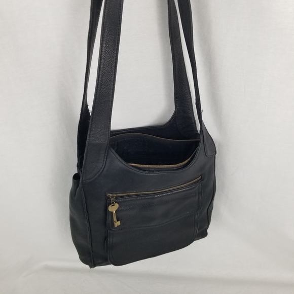 Fossil black shoulder purse genuine leather  #75082 - Picture 9 of 15